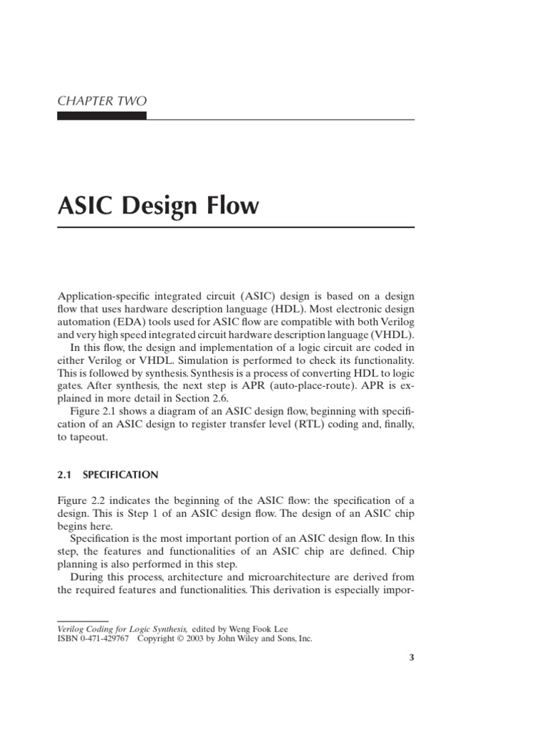 Asic Design Flow PDF Hardware Description Language Logic Synthesis