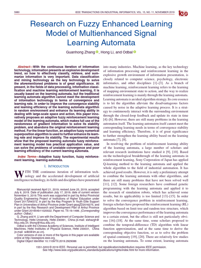 Fuzzy Enhanced Learning Automata Model | PDF | Machine Learning ...