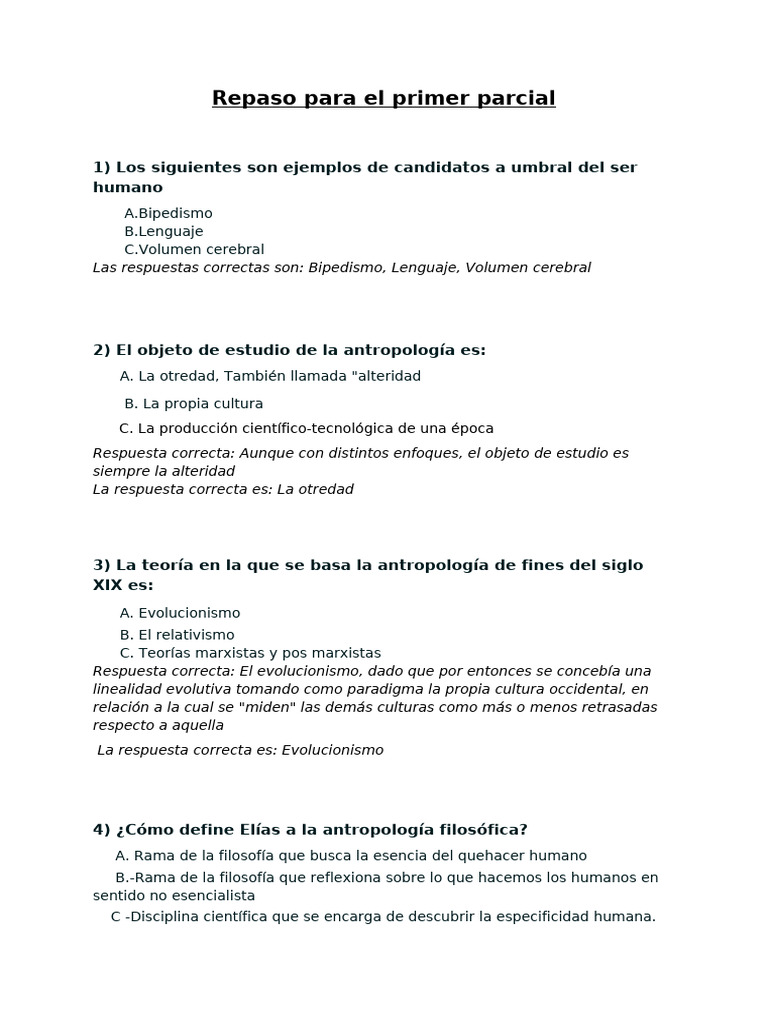 Repaso para el Parcial de Antropología | PDF | Antropología ...
