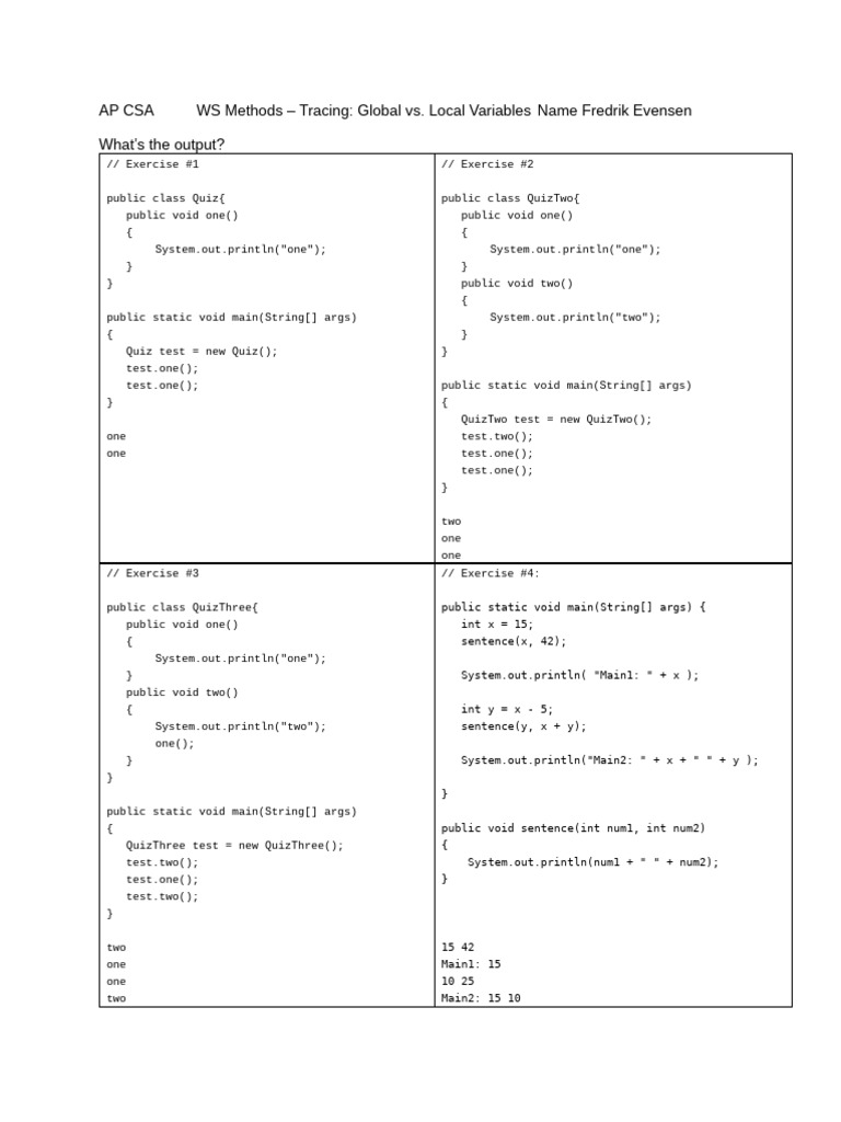 01b. WS Methods Tracing - Global - Local SOL | PDF | Computer Science ...
