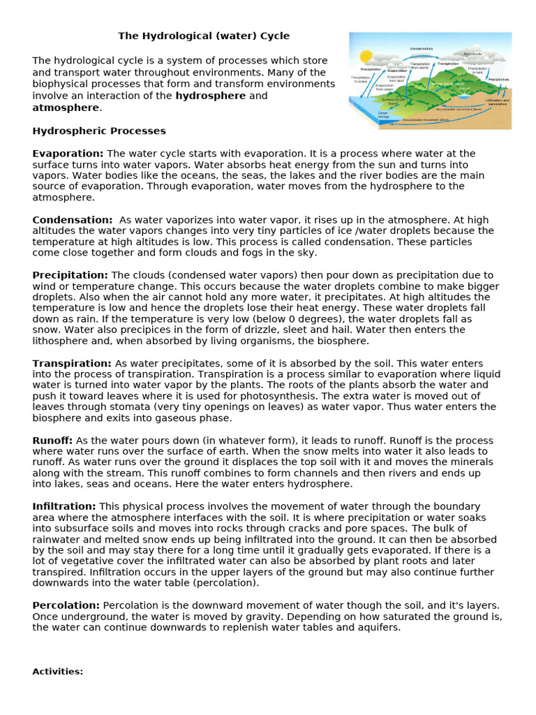 Understanding the Hydrological Cycle | PDF | Water | Water Cycle