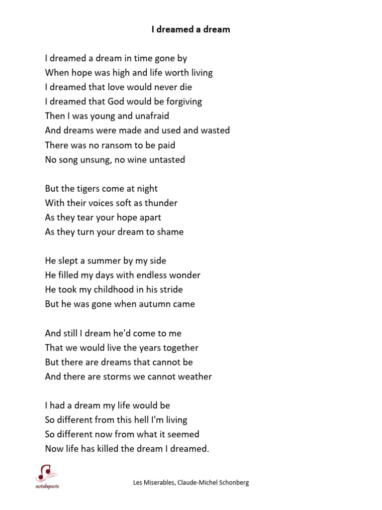 I-dreamed-a-dream-lyrics | PDF