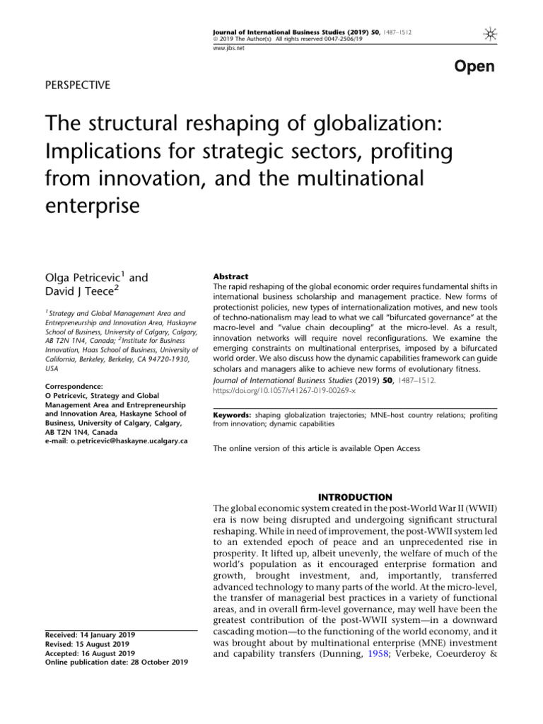 The Structural Reshaping of Globalisation | PDF | Intellectual Property ...