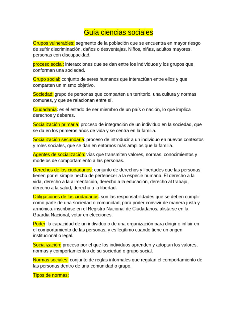Guía Ciencias Sociales | PDF | Sociedad | Socialización