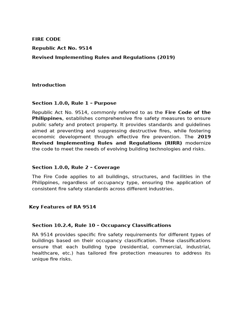 Fire Code of the Philippines Overview | PDF | Fire Safety | Safety