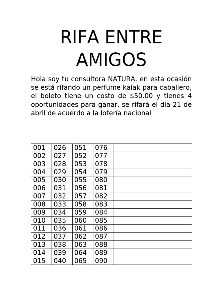 Rifa de Perfume Kaiak para Caballero | PDF