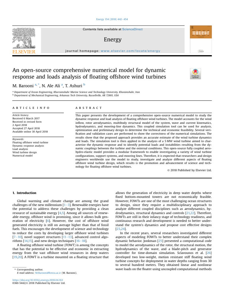 Open-Source Model for Floating Wind Turbines | PDF | Turbine | Wind Turbine