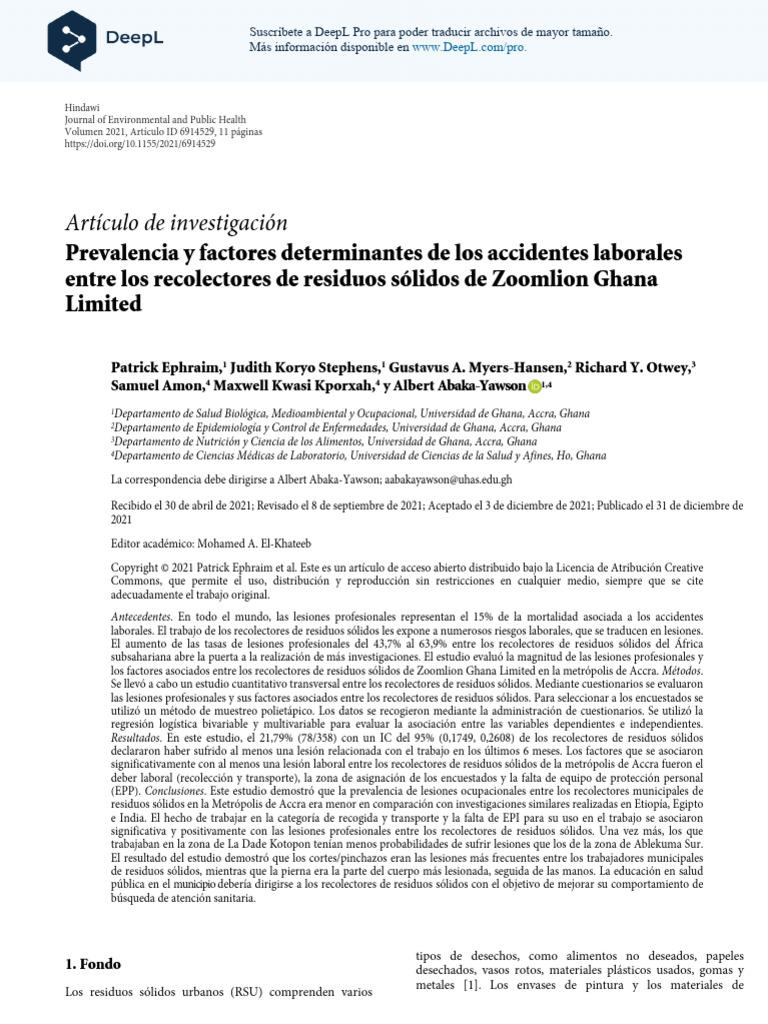 Riesgo Biológico en Recolectores de Basura en Gana Es | PDF | Residuos ...