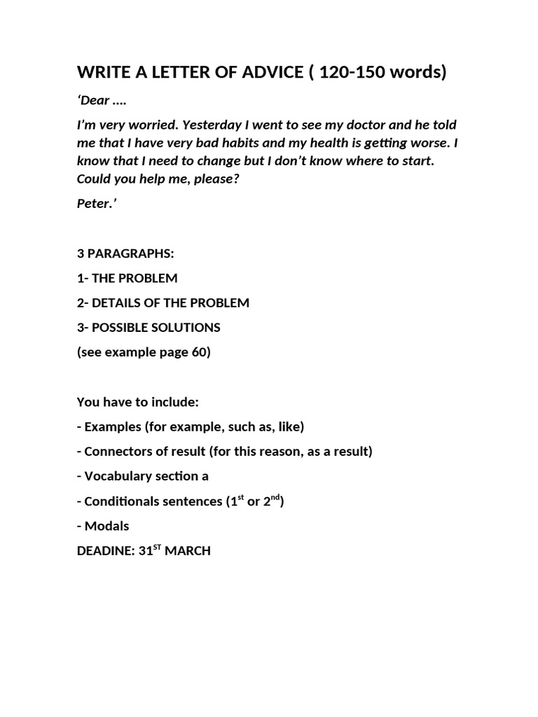 Health Advice for Peter | PDF