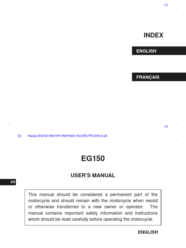 eg150 Manual de usuario PDF Manual Transmission Clutch
