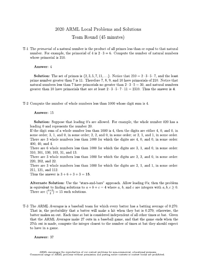 ARML Local 2020 Solutions | PDF