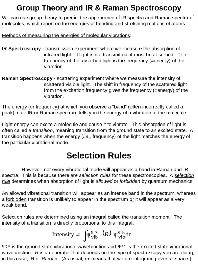 Group Theory in IR & Raman Spectroscopy | PDF | Infrared Spectroscopy ...