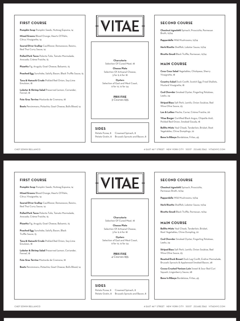 First Course Second Course: Prix Fixe | PDF | Cooking, Food & Wine