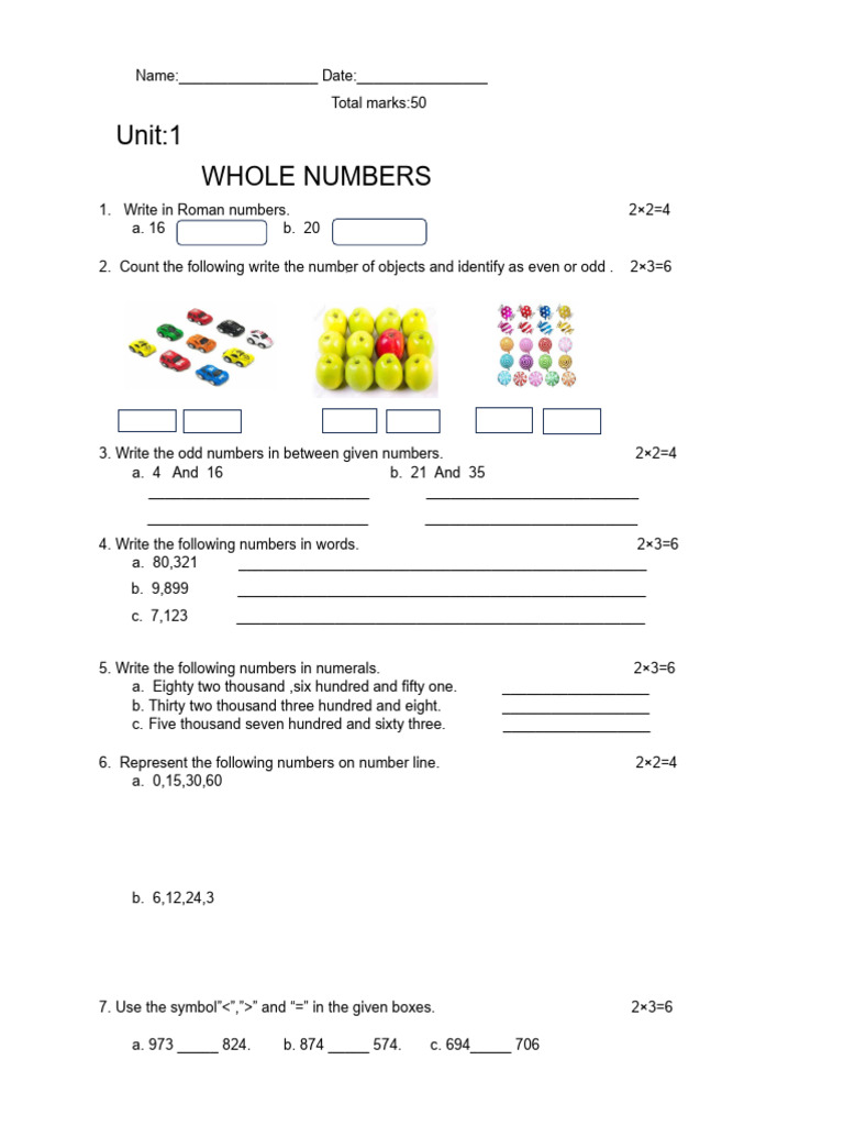 Class 3 Math Unit 1 Worksheet | PDF | Numbers | Notation
