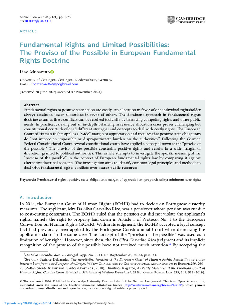 Fundamental Rights and Limited Possibilities The P | PDF | Cost Of ...