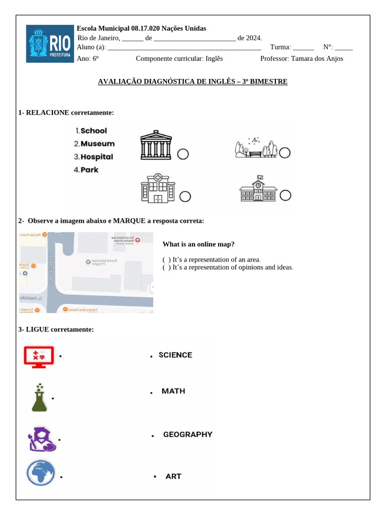 Avaliação 6º Ano Adaptada - 3º Bimestre | PDF | Artes Linguísticas e ...