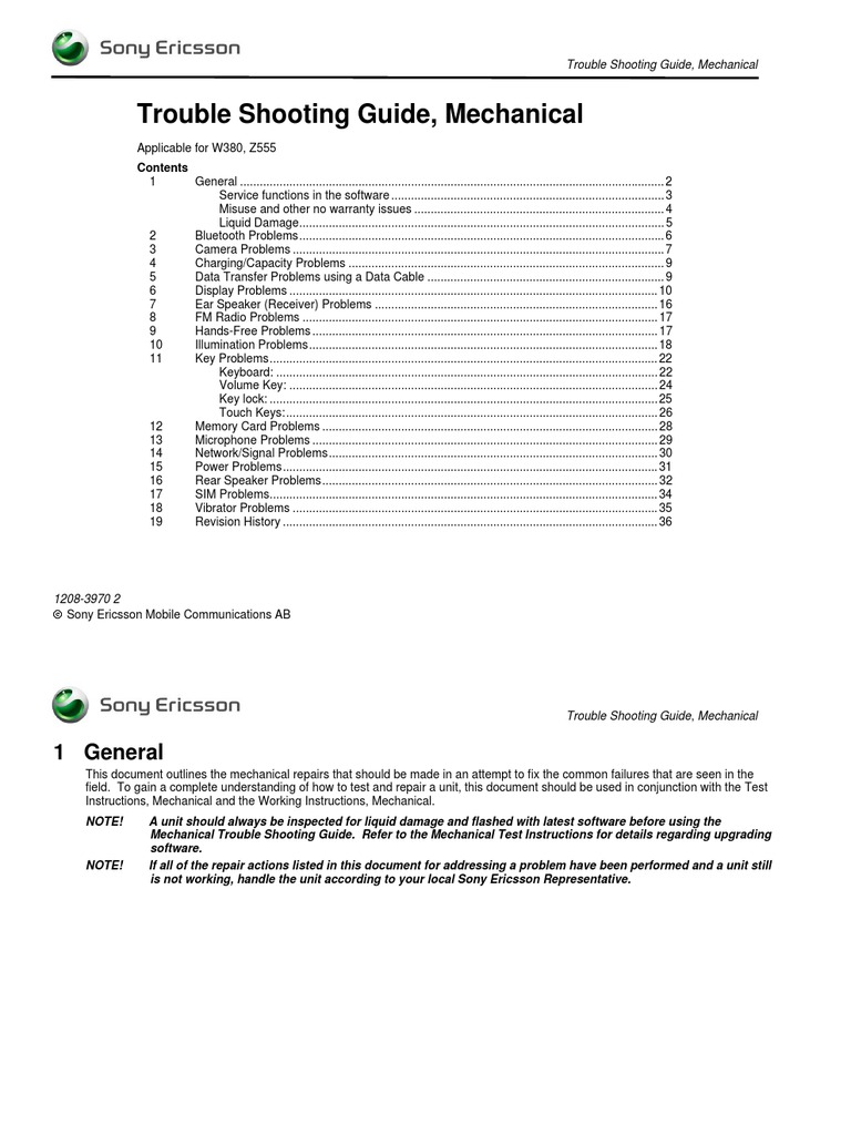 Trouble Shooting Guide, Mechanical | PDF