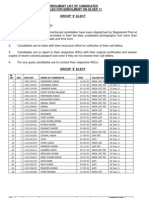 Instruction For Candidates:-: Enrolment List of Candidates Called For Enrolment On 28 Sep 11 Group X' Elect