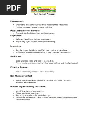 Pest Control Program