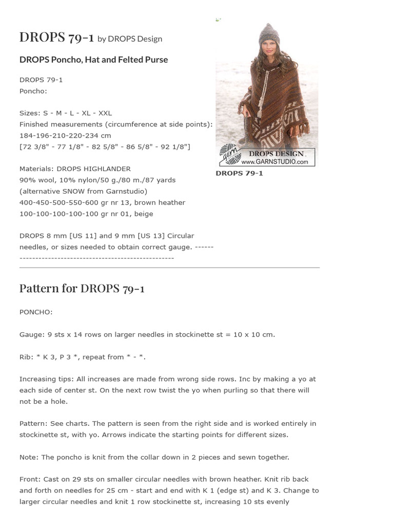 DROPS 79-1 - DROPS Poncho, Hat and Felted Purse - Free Pattern by DROPS ...