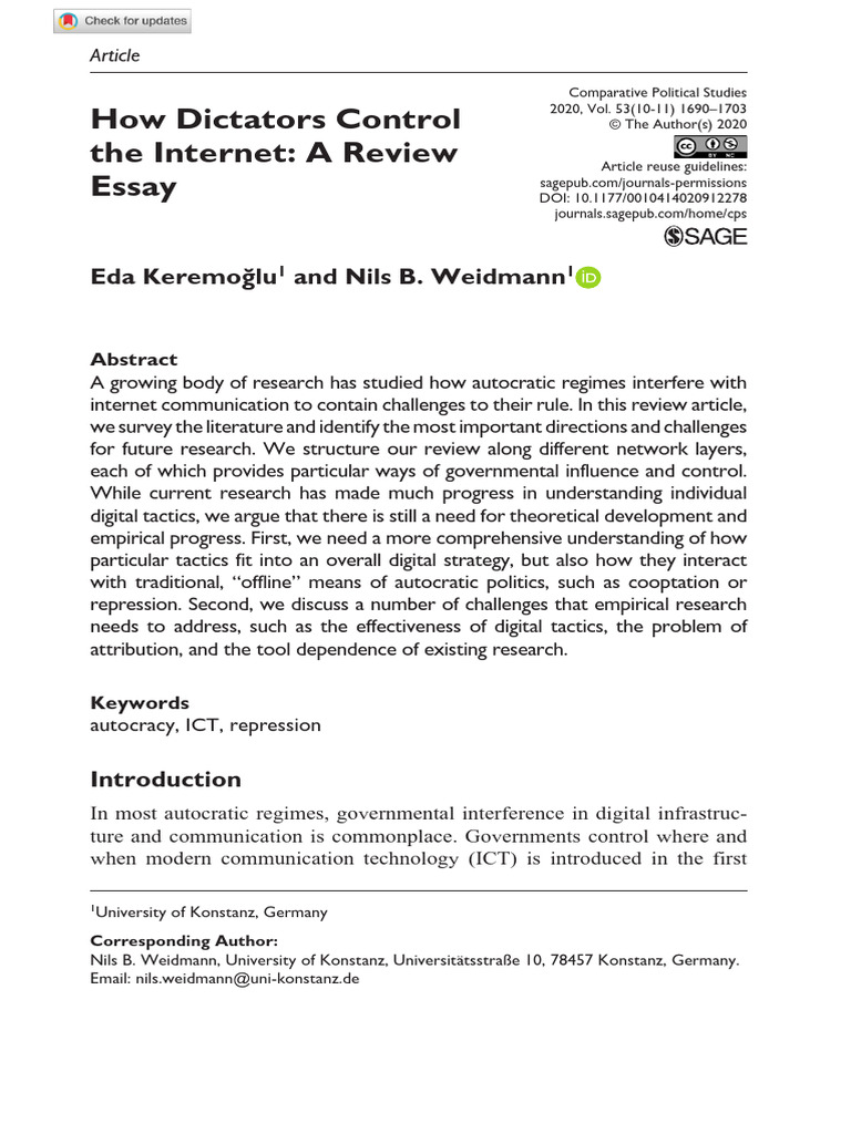 Dictatorship and Internet Control Tactics | PDF | Computer Network ...