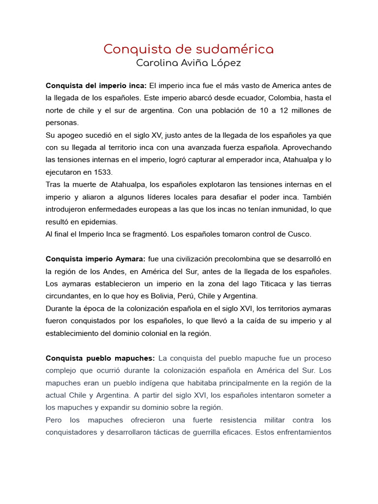 Conquista de Imperios Indígenas en Sudamérica | PDF