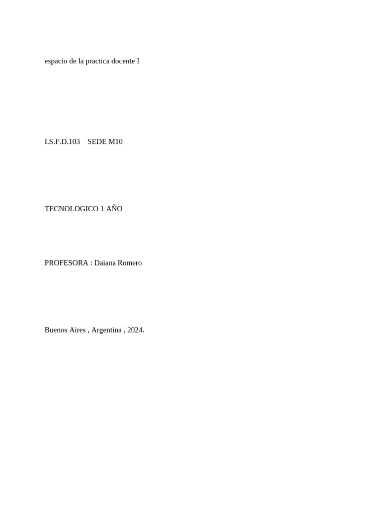 Espacio de La Practica Docente I | PDF | Enseñando | Maestros