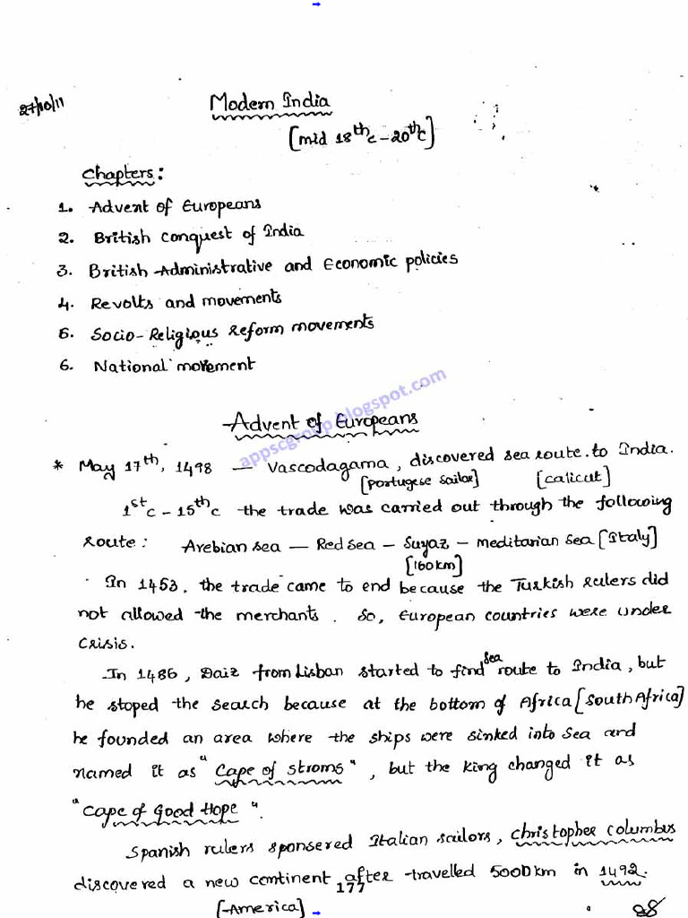 Modern History Handwritten Notes PDF | PDF