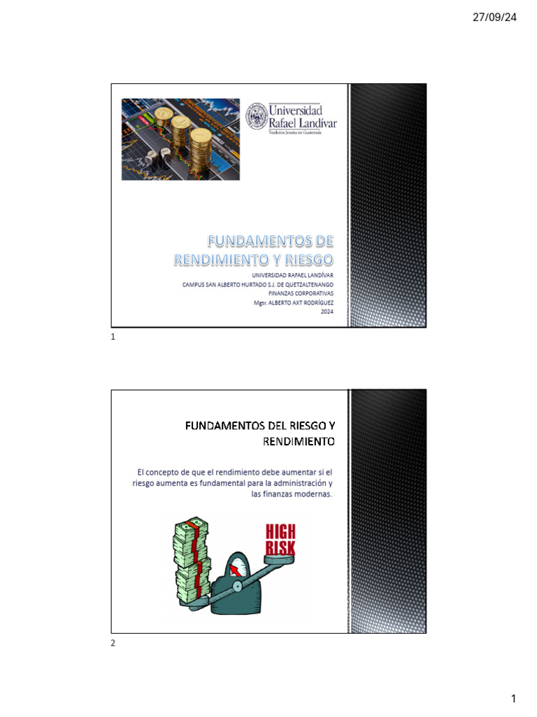 1 Fundamentos De Rendimiento Y Riesgo Pdf Desviación Estándar