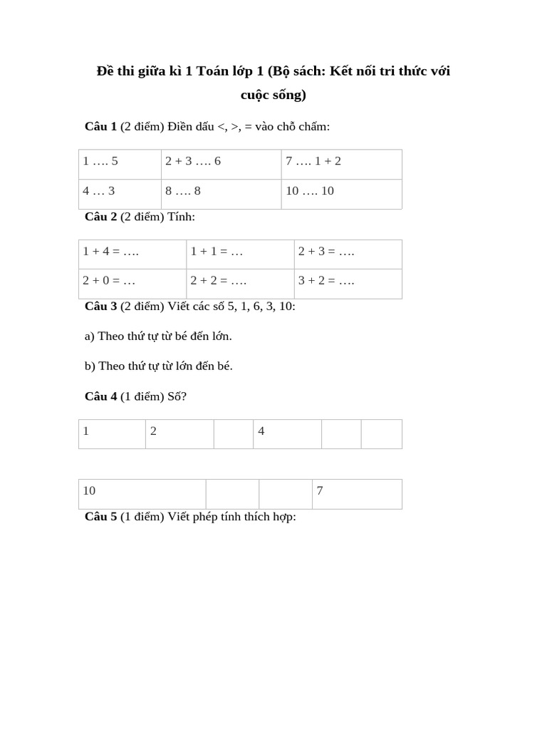 De Thi Giua Hoc Ki 1 Mon Toan 1 Sach KNTT de 1 | PDF