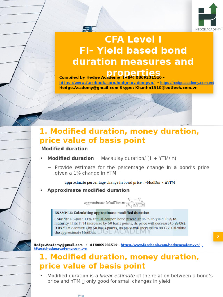 CFA Level I: Bond Duration Explained | PDF | Business | Finance & Money ...