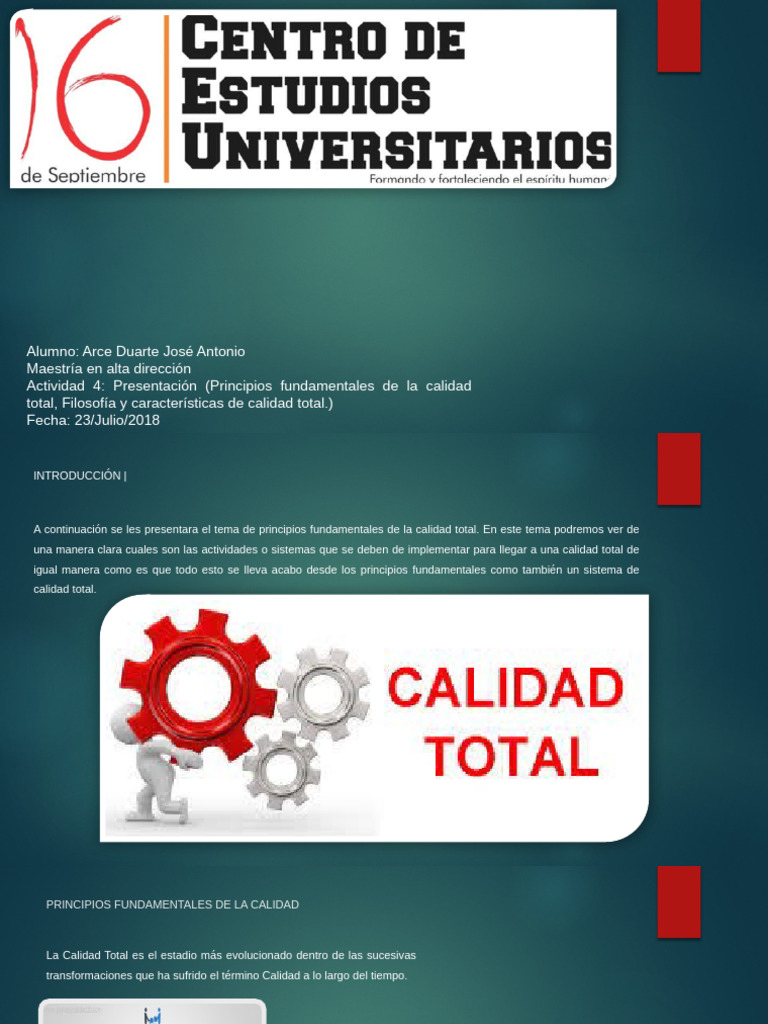 Presentacion de Los Principios Fundamentales de La Calidad Total ...