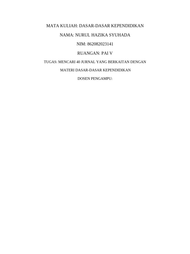 Jurnal Pendidikan Dasar Islam dan Manusia | PDF