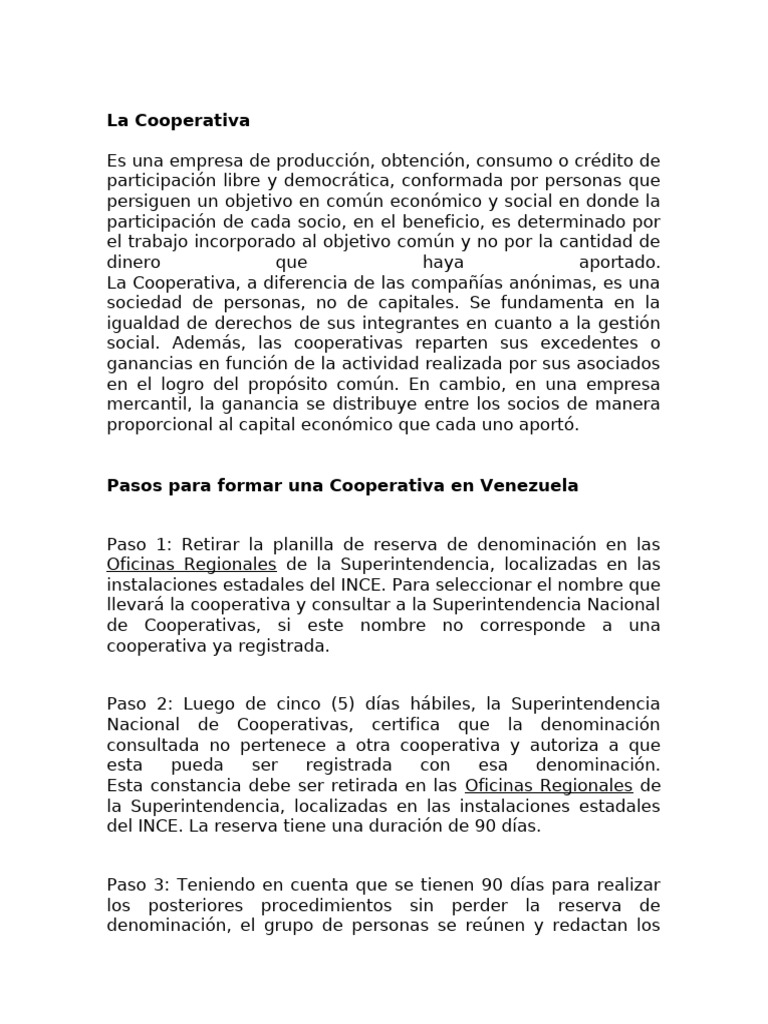 Cómo formar una cooperativa en Venezuela | PDF | Cooperativa | Business