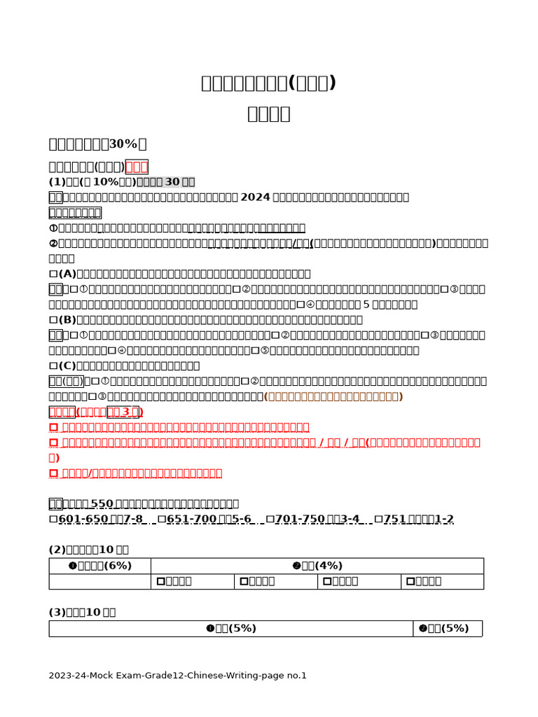 三选一写作(评分参考) | PDF