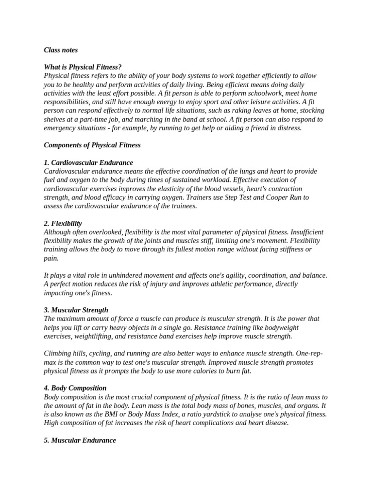 Physical Fitness and Components | PDF | Strength Training | Physical ...