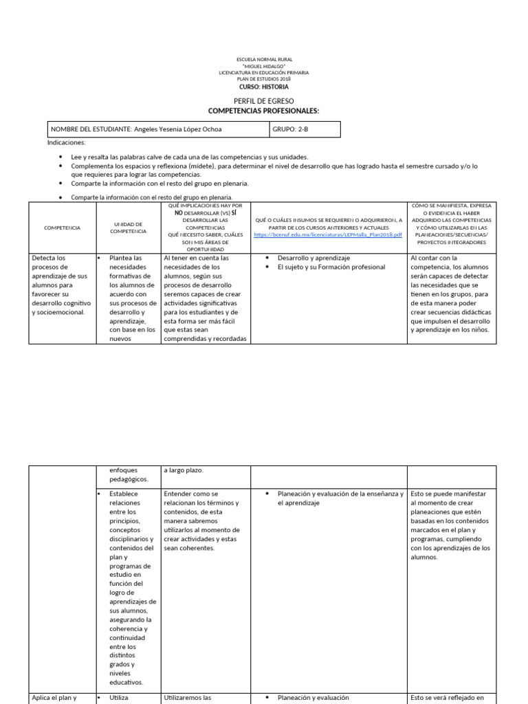 Cuadro de Competencias Profesionales | PDF | Aprendizaje | Plan de estudios