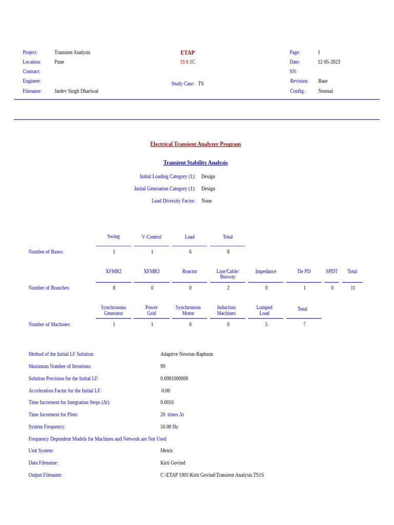 Transient Stability Analysis Report | PDF | Electric Power Transmission ...