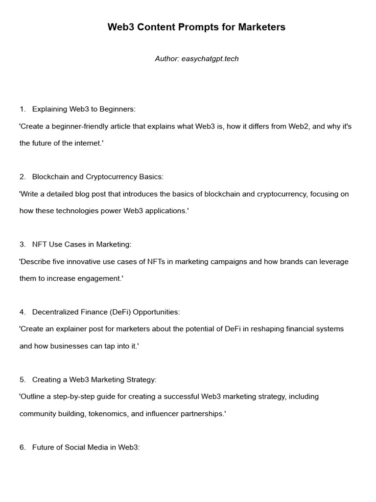 Web3 Marketing Content Ideas | PDF | Marketing | Brand