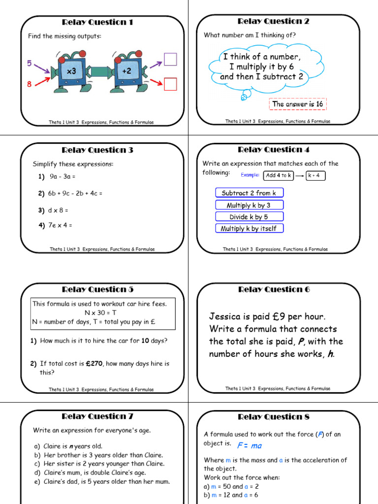 Theta 1 Unit 3 Revision Relay | PDF | Mathematics