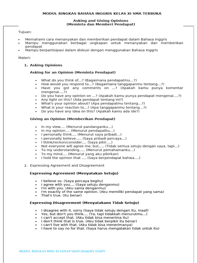 Modul Ringkas Bahasa Inggris Kelas Xi Pdf