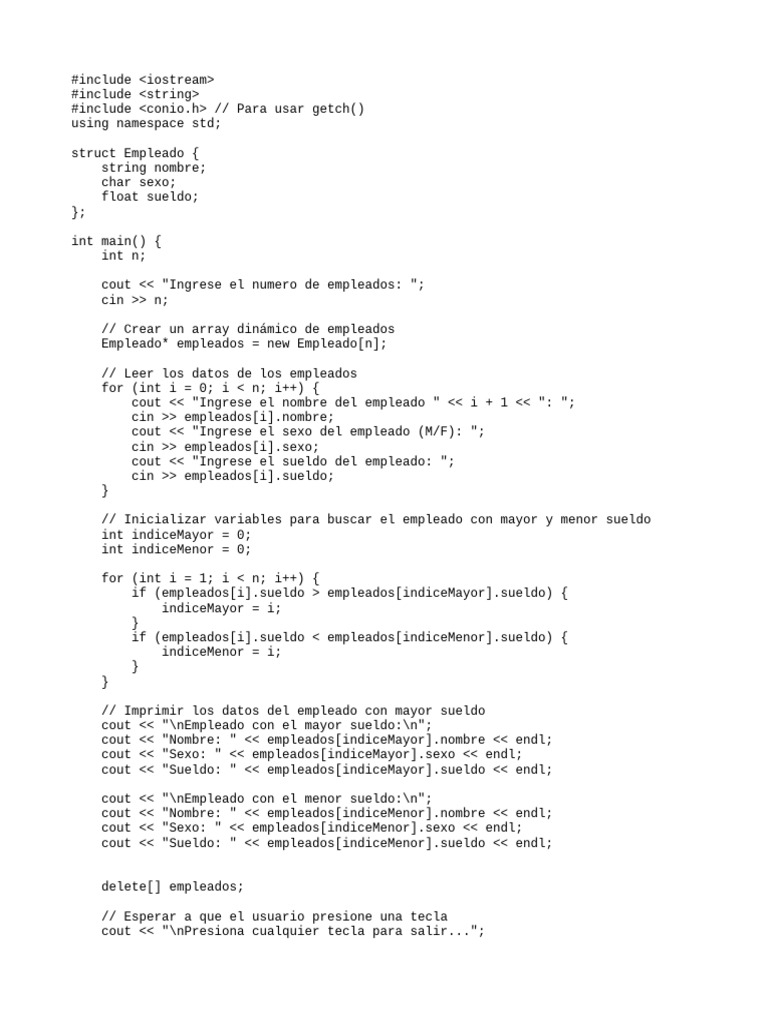 Arreglos de Estructuras C++ | PDF | Informática