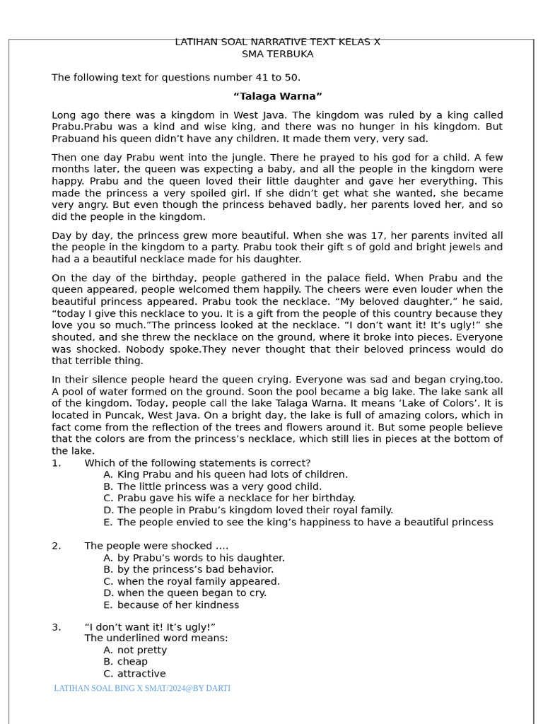 Latihan soal narrative text pdf travel poetry