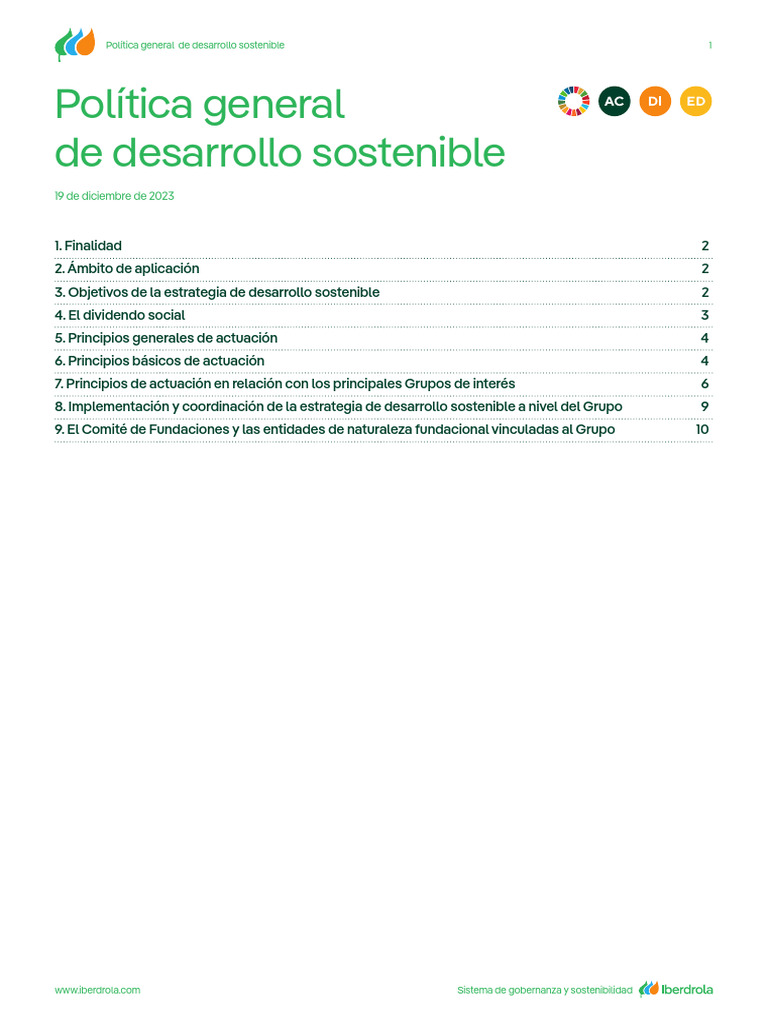 Estrategia Sostenible de Iberdrola | PDF | Sustentabilidad | Desarrollo ...