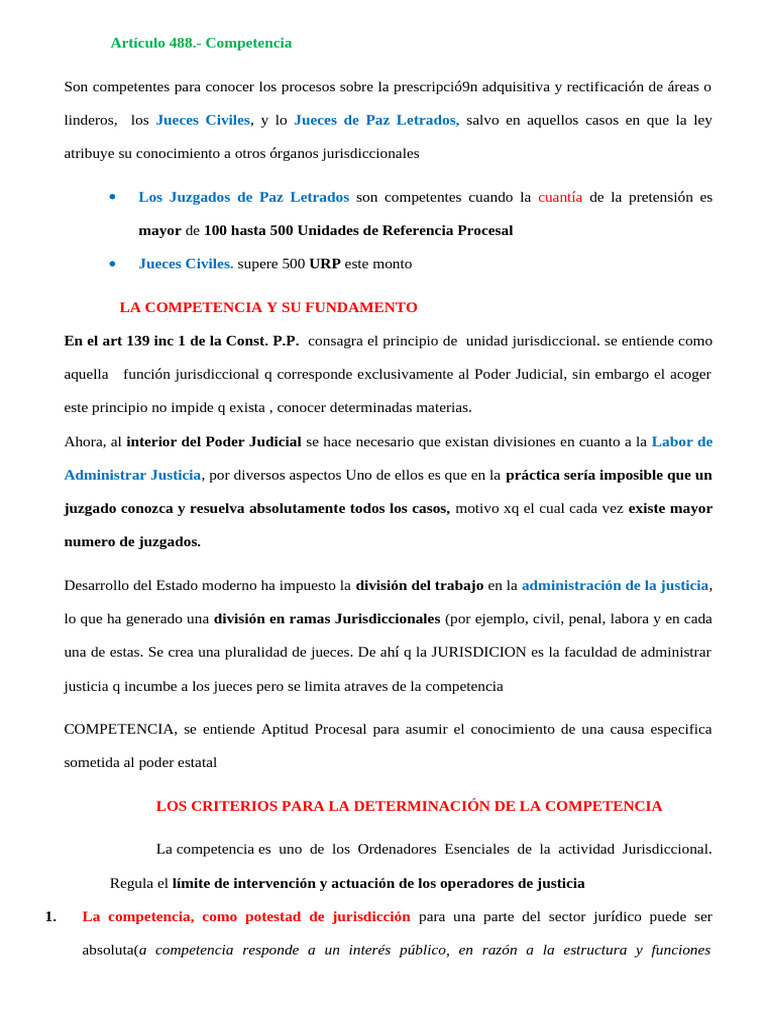 Competencia en Procesos Judiciales Civiles | PDF | Jurisdicción | Ley ...