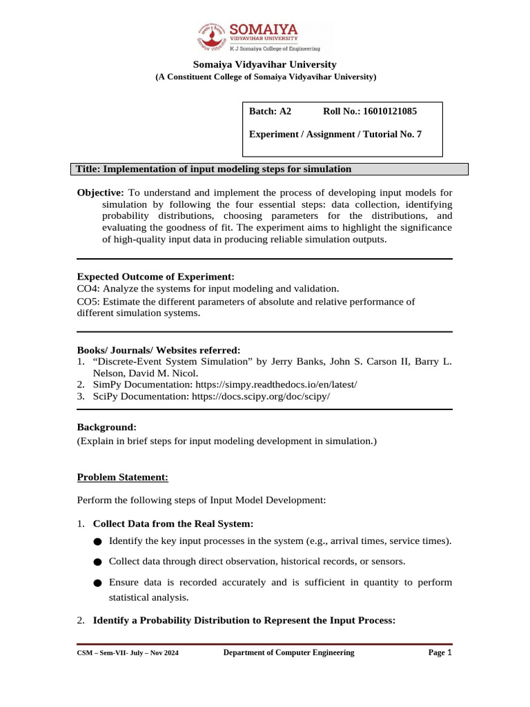 Input Modeling Steps for Simulation | PDF | Chi Squared Test | Simulation