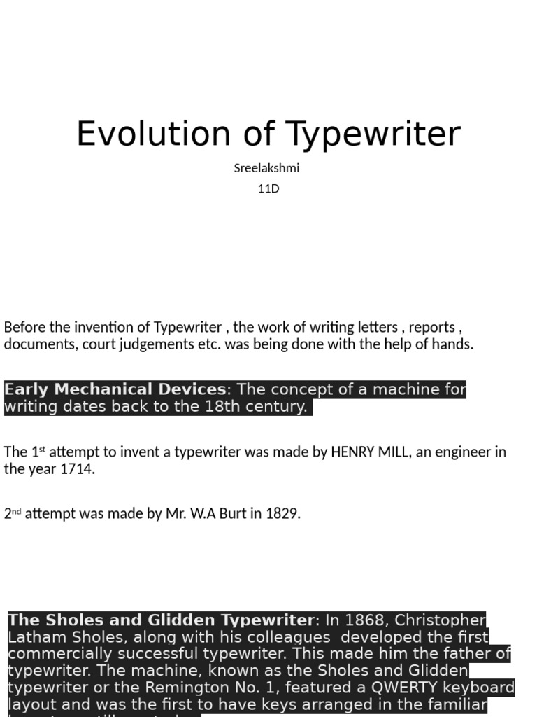 Evolution of Typewriter - Sree | PDF | Travel