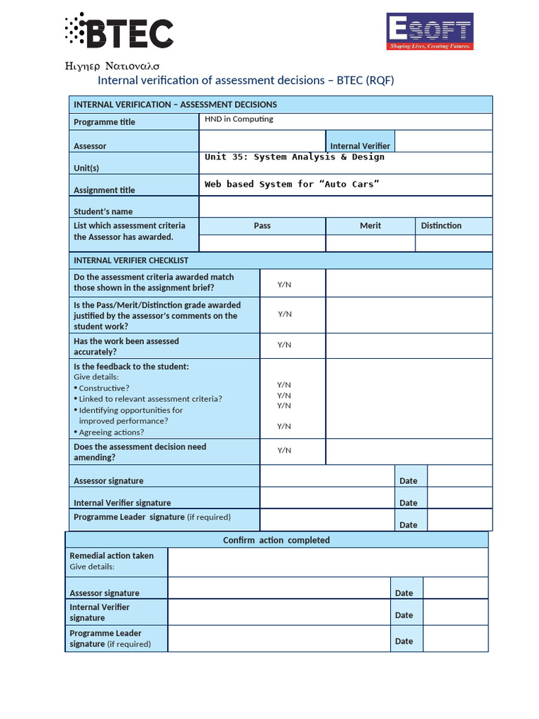 Internal Verification for HND Computing Assignment | PDF | Agile ...