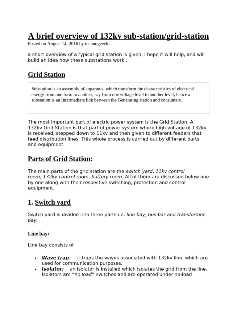 132kV Substation Overview Guide | PDF | Transformer | Electrical Substation