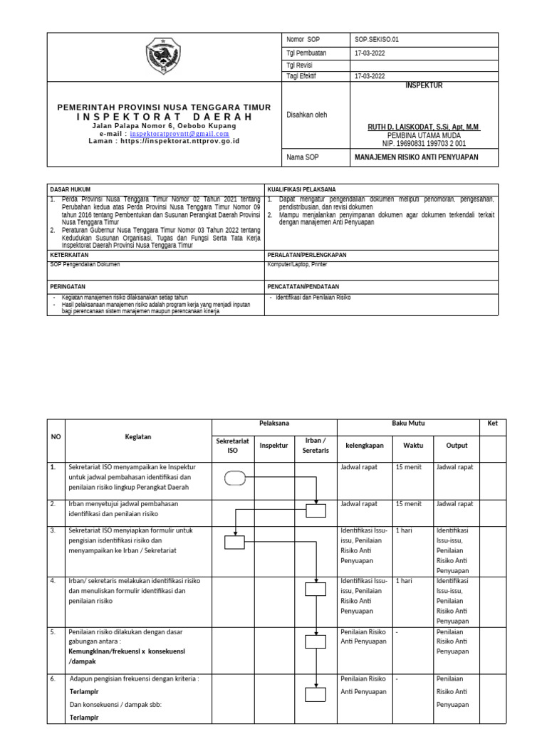 SOP Manajemen Risiko Anti Penyuapan | PDF